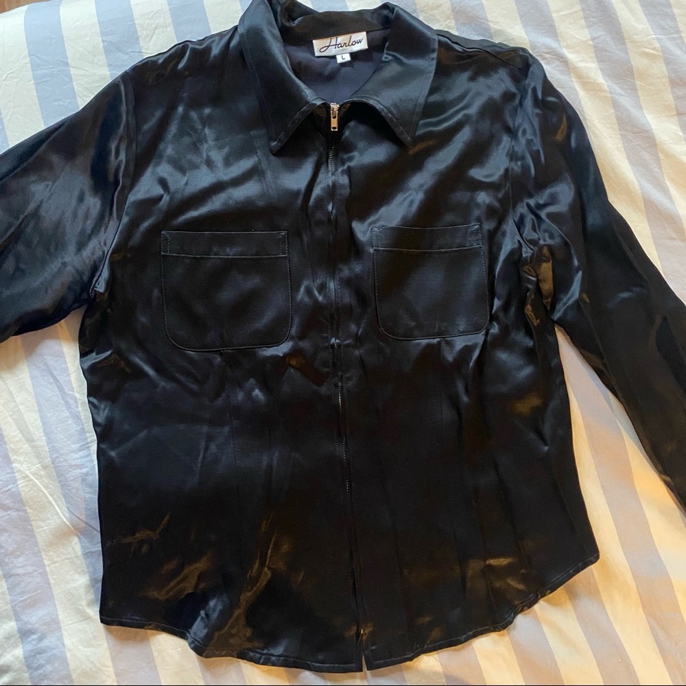 Y2K satin zipper top